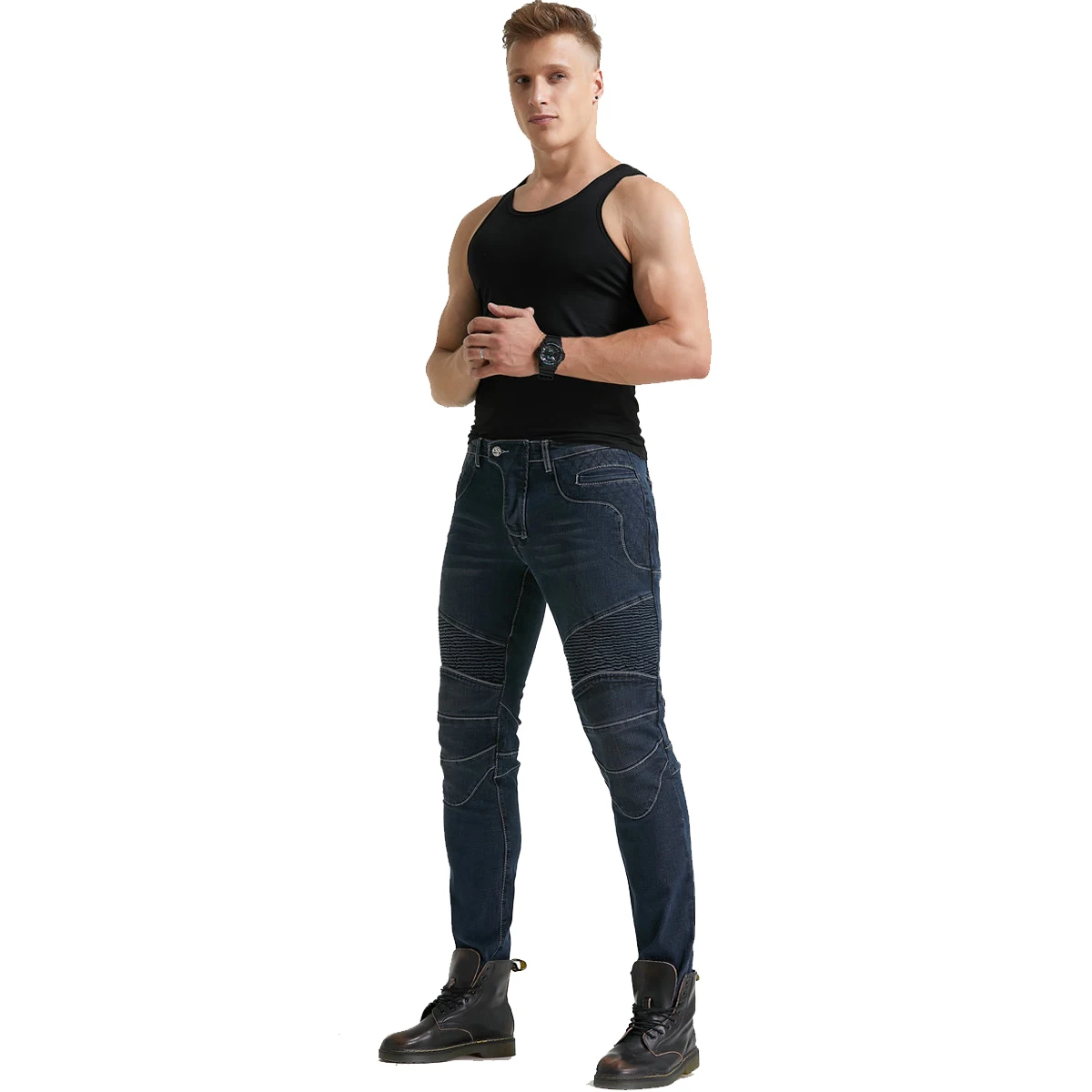 Men Biker Jeans Denim Motorcycle Motorbike Riding Pants Motocross Racing Anti-fall Trousers With CE Armored Upgrade Knee Hip Pad |