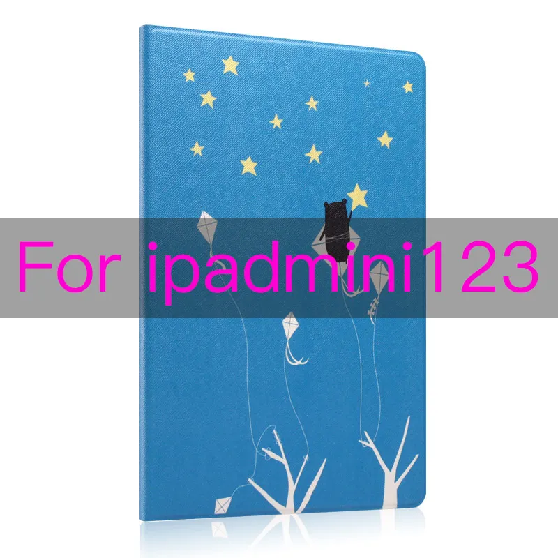 mini123-Starry sky Чехол для ipad mini 1/2/3/4, жесткая задняя крышка с откидной крышкой, смарт-чехол с подставкой, чехол из искусственной кожи с милым рисунком для девочек, чехол с цветочным принтом, funda - Цвет: mini123-Starry sky