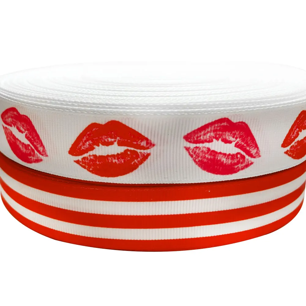 

Printed Grosgrain Ribbon 7/8''inch 22mm Kisses Webbing Cintas for Handmade Dod Collar Lanyards Keychains Hairbow DIY Sewing Caft