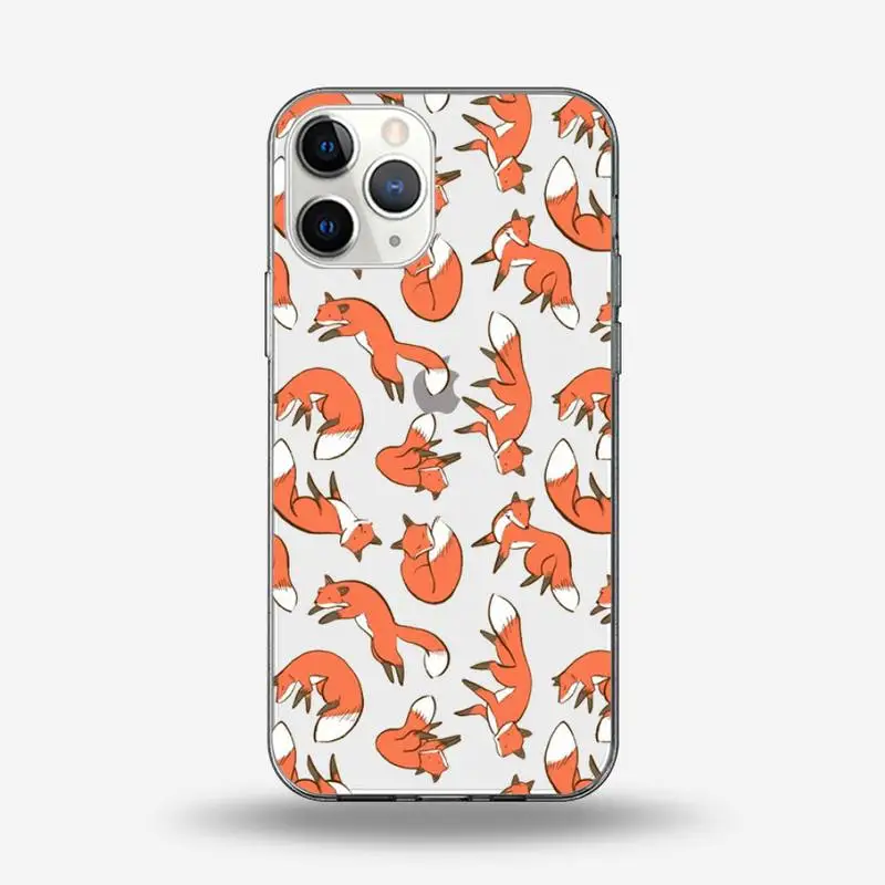 

Cute cartoon red fox animal Phone Case Transparent for iPhone 6 7 8 11 12 s mini pro X XS XR MAX Plus