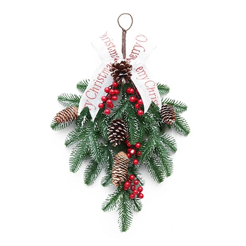 

Рождественская гирлянда из ротанга, настенная подвеска с красными фруктами вверх дном, украшения для дверей и окон в отеле