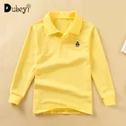 Детская рубашка поло с длинным рукавом рубашки поло для мальчиков Класс школьная одежда для мальчиков простая Однотонная рубашка повседневного стиля с длинным рукавом