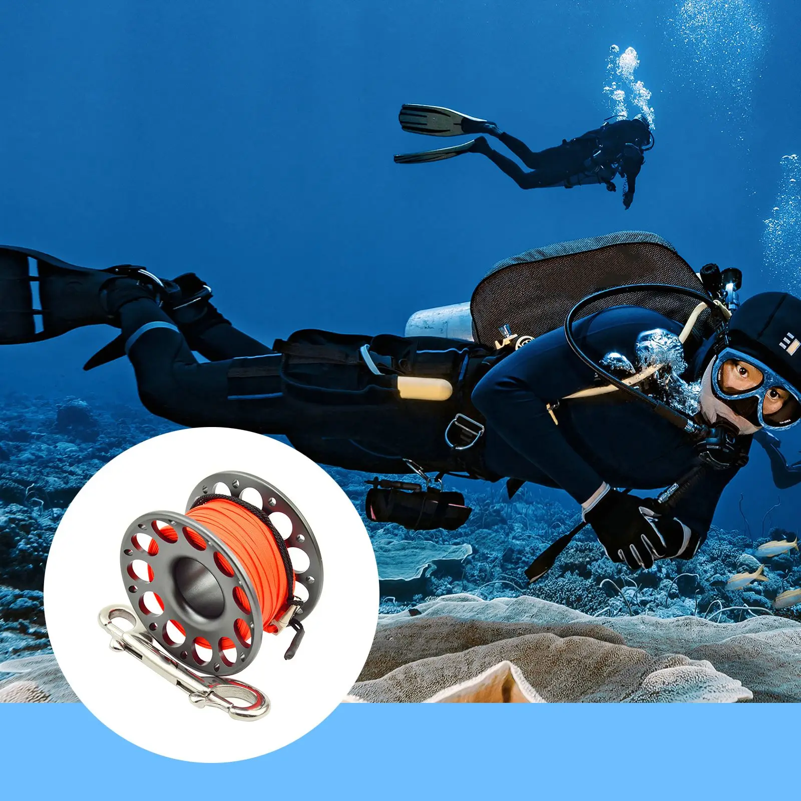 

Finger Cave Dive Aluminum Alloy Coil Spool Scuba Tech Spool Stainless Steel Double Ended Hook Spool For Diving Scuba Equipment