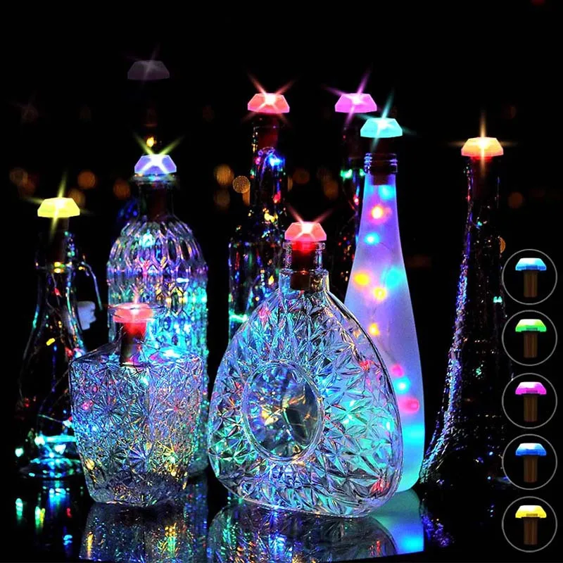 

Solar Wine Bottle Led String Lights Colorful Solar power cork Fairy Lights For Christmas Halloween Decoration Bar Bottle Light