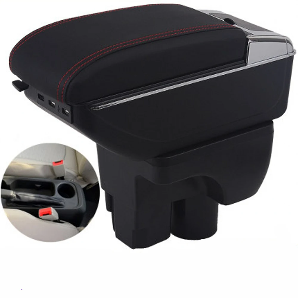 Center Console Storage Box For Chevrolet Sail 3 Armrest box Rotatable Dual layer ashtray USB Charging Car decoration accessories |