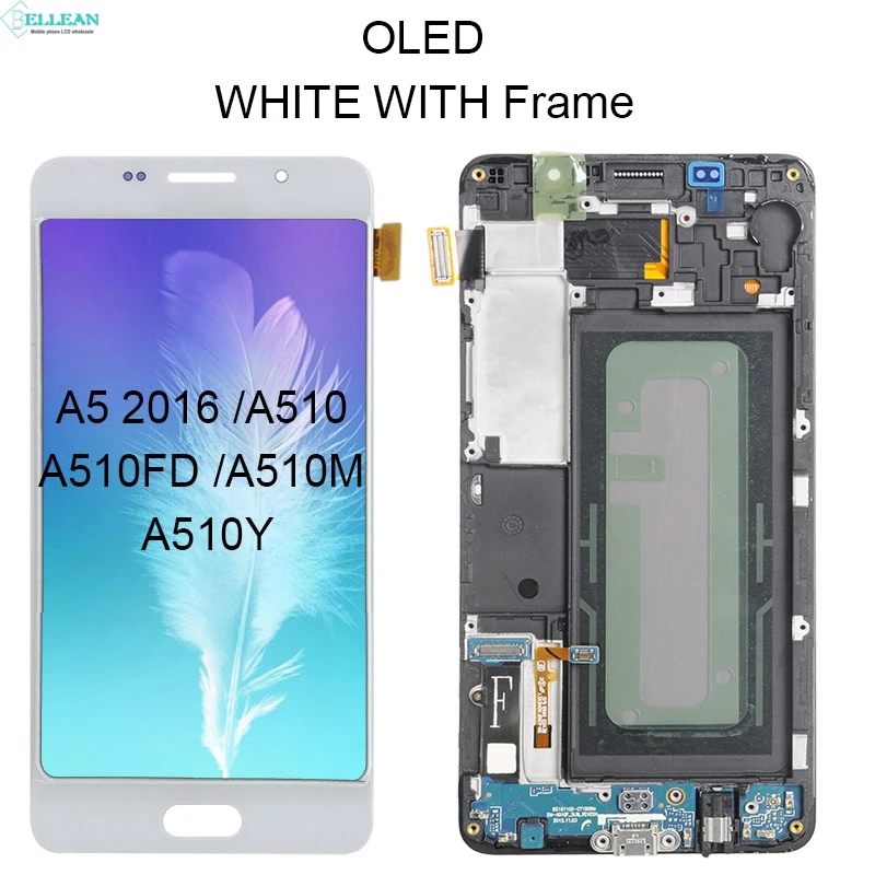Catteny скидка Super Amoled для samsung Galaxy A5 ЖК A510 Дисплей кодирующий преобразователь сенсорного экрана в сборе A510F ЖК-дисплей с рамой - Цвет: OLED WH With Frame