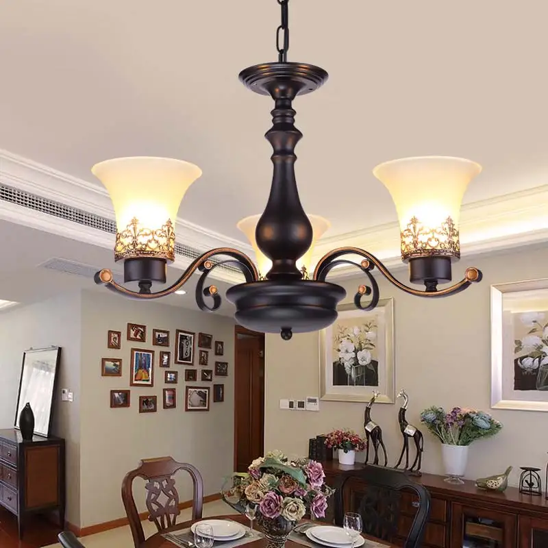 Винтажная черная люстра освещение блеск стеклянная лампа абажур для гостиной