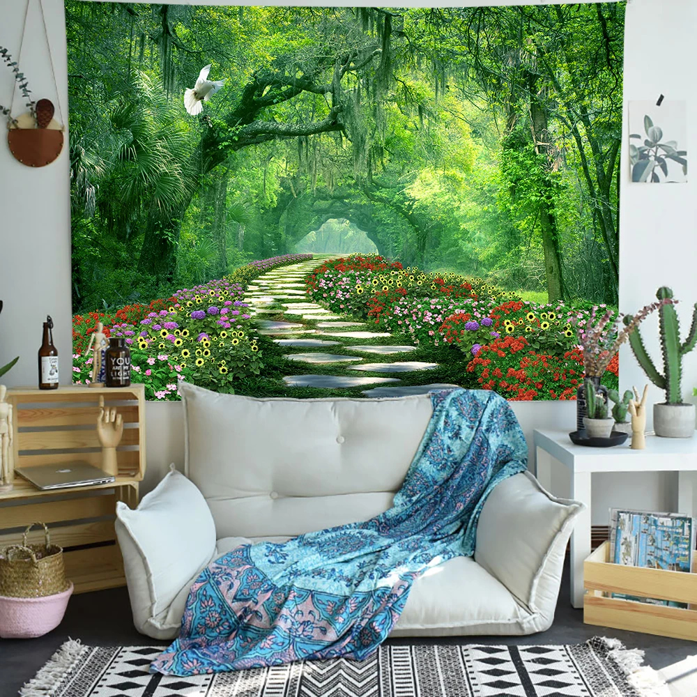 Simsant Cactus Tapestry Flowers and Plants Forest Art Wall Hanging Tapestries for Living Room Bedroom Home Dorm Decor Banner | Дом и сад