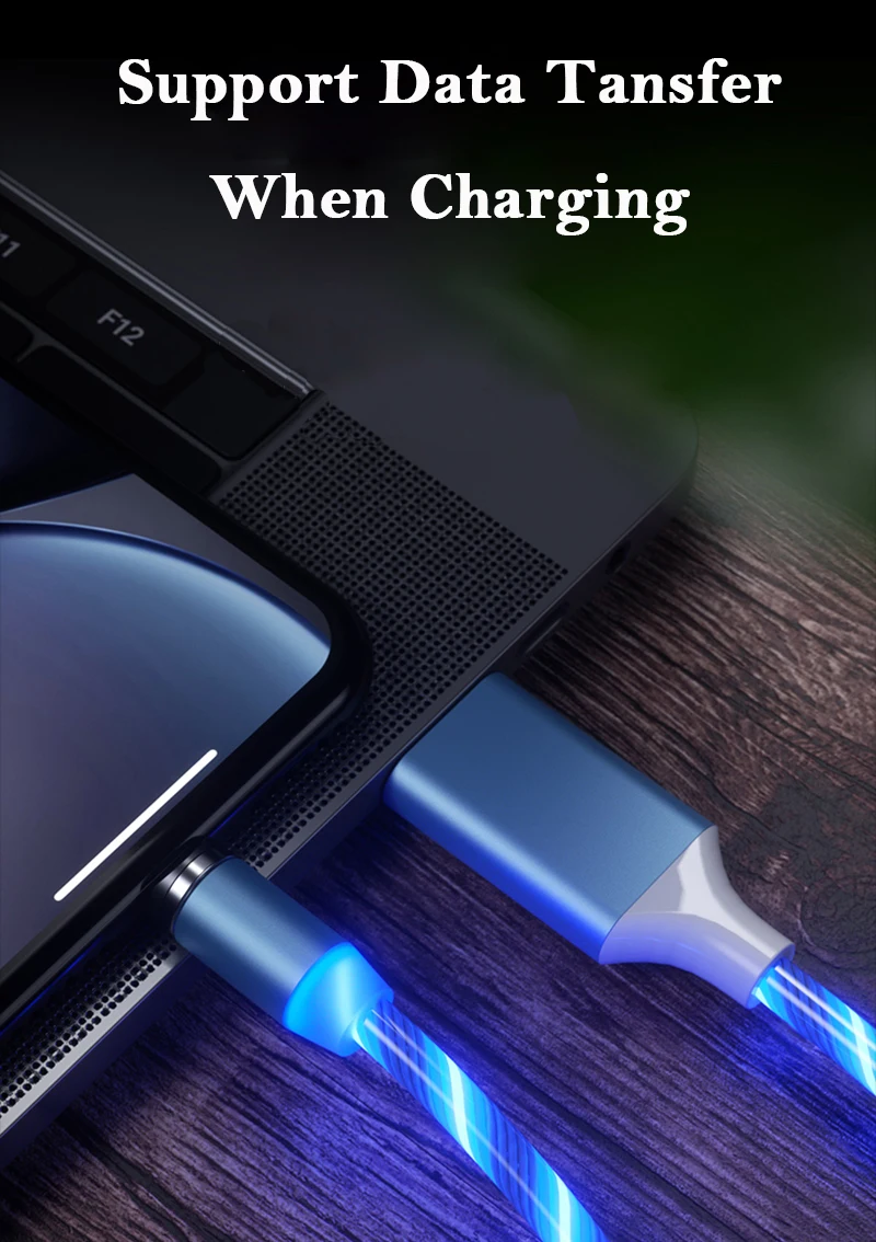 2.4A светодиодный легкий магнит type C Micro USB кабель для Xiaomi huawei Iphone Магнитный кабель для быстрой зарядки шнур для зарядного устройства USB C кабель для передачи данных