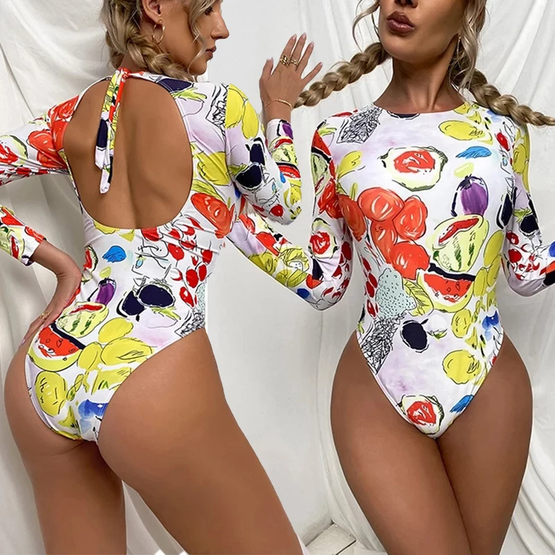 Women's Swimsuit 2022 Sexy One Pieces Uv Protection Long Sleeves Swimwear Rashguards Sport Monokini Bodysuit Female Bathing Suit | Спорт и