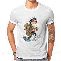 guust flater eating banana o neck tshirt gaston lagaffe comics fabric basic t shirt men tops new design fluffy hot sale