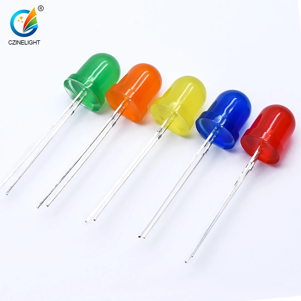 1000pcs/bag Czinelight High Bright Emitting Diode F8 8mm Red Blue Green Led Dip Wholesale
