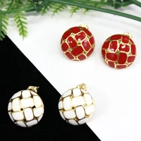 new fashion copper plating 18k real gold s925 silver needle color enamel white red personalized earrings