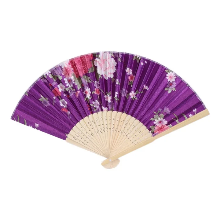 5 Colorful Chinese Bamboo Folding Hand Fan Flower Floral Wedding Dance Party Decor Au08 19 Dropship - Color: 5