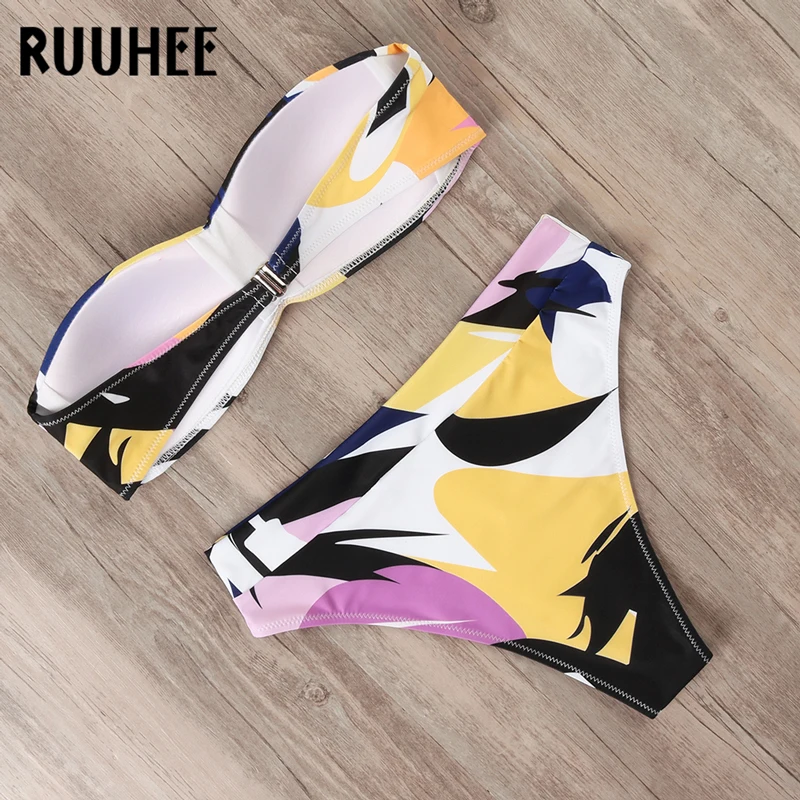 RUUHEE, новинка, бикини, купальник для женщин, высокая талия, купальник, бикини, набор, пуш-ап, бандаж, купальник для женщин, женская летняя пляжная одежда