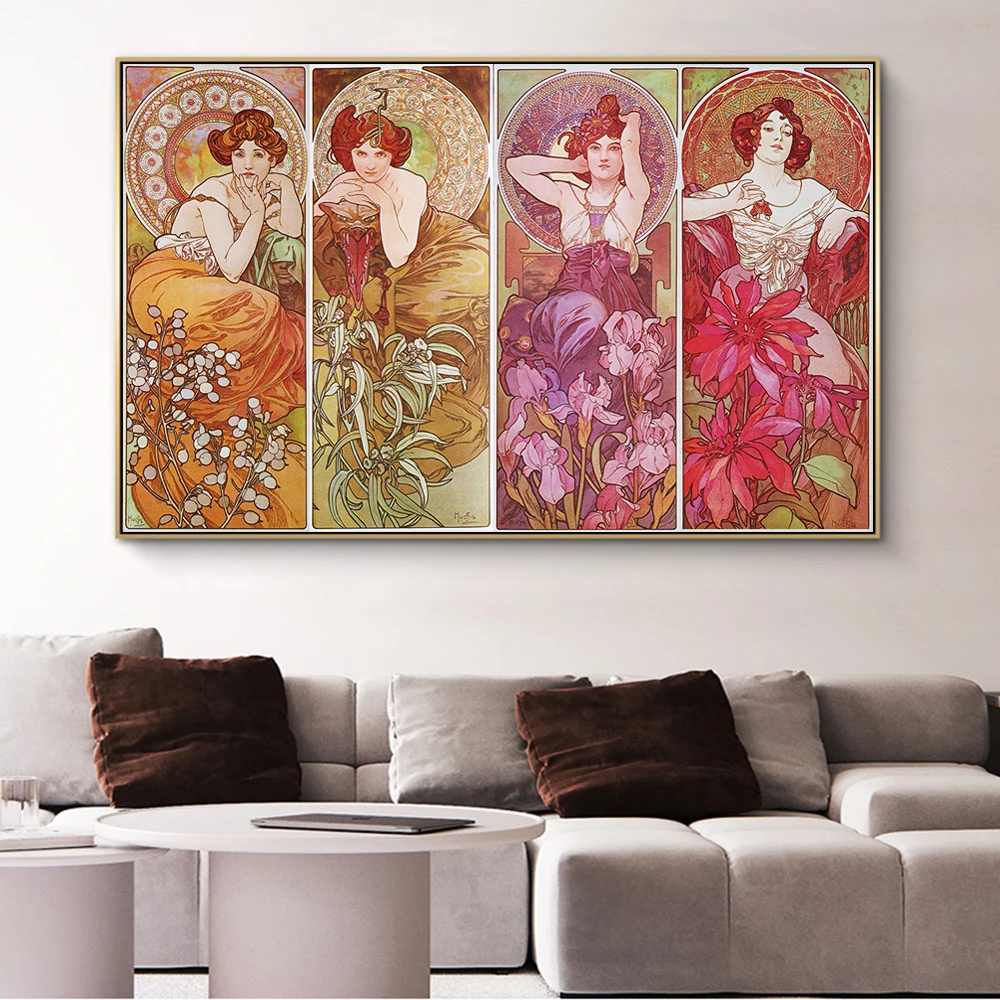 

Alphonse Mucha Vintage Beauty Wall Art Posters And Prints Art Nouveau Woman Paintings on the Wall Art Pictures Home Deocr Cuadro
