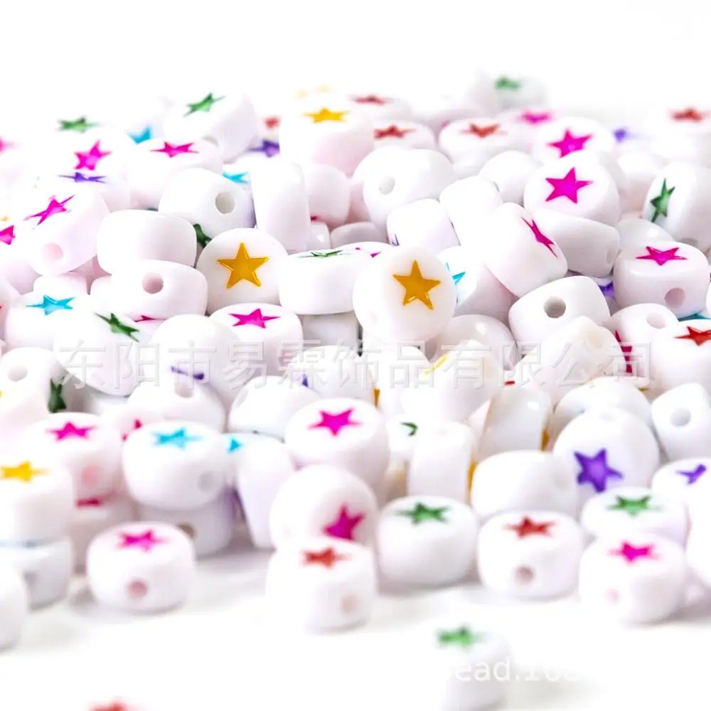 

3600pcs 4*7mm Flat Coin Round Shape Acrylic Colorful Star Beads DIY Jewelry Findings Plastic Lucite Bracelet Ornament Spacers