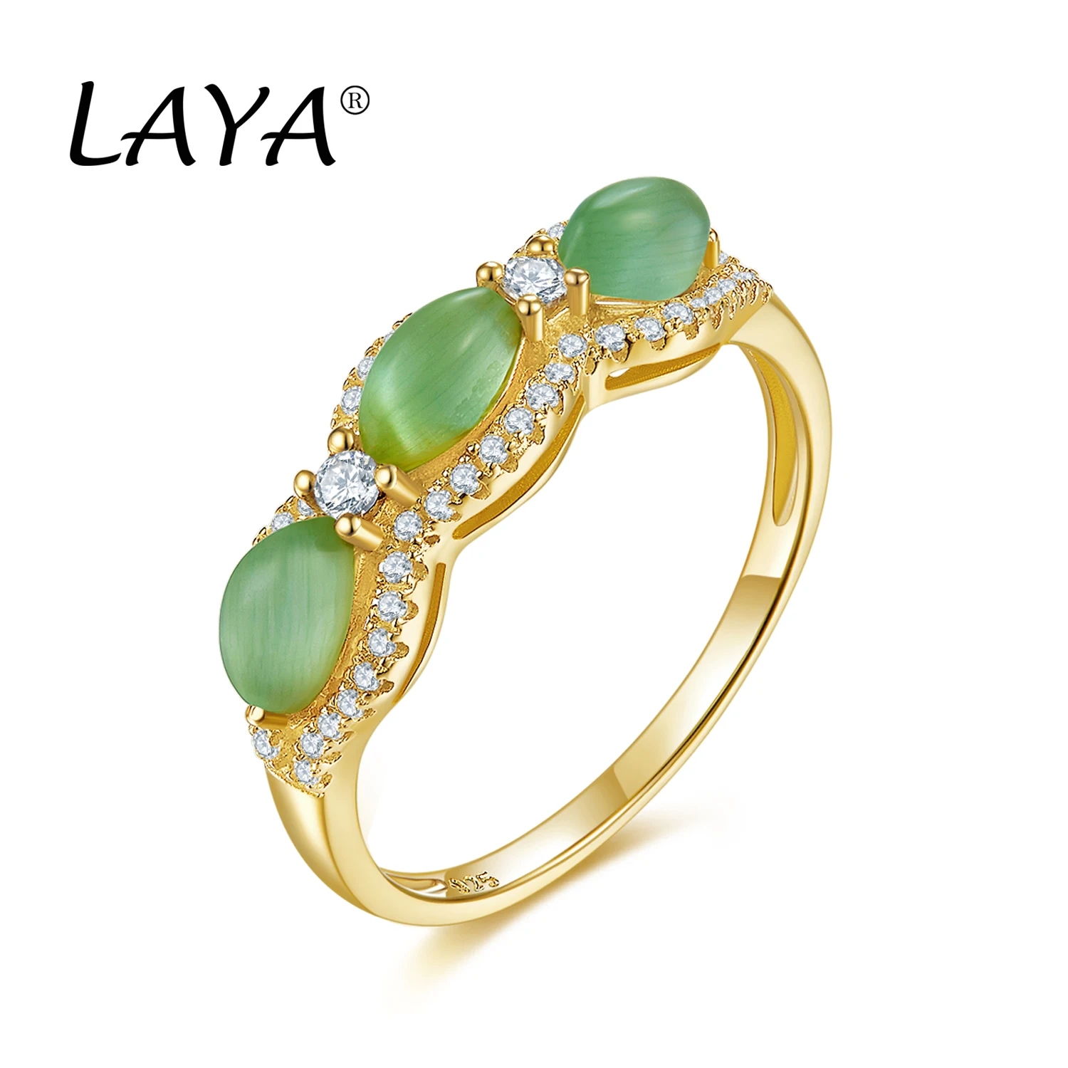 

925 Sterling Silver Fashionable Simple Design Of High Quality Zircon Cat's Eye Stone Ring For Girl's Party Classic Jewelry Gift