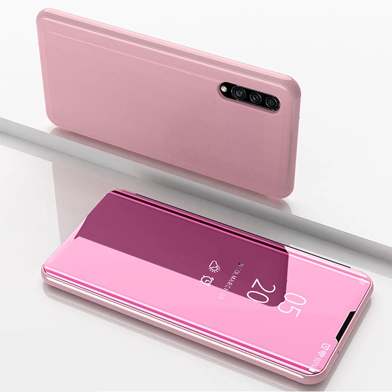 Rose Gold Умный зеркальный чехол-книжка для samsung Galaxy A10E A2 A20E A40 A50 A6S A60 A70 A8S A80 A90 A3 A5 A7 A9 Pro A5 A6 A8 плюс крышка - Цвет: Rose Gold