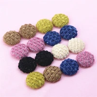 30pcs tweed fabric covered round buttons home garden crafts cabochon scrapbooking diy accessories