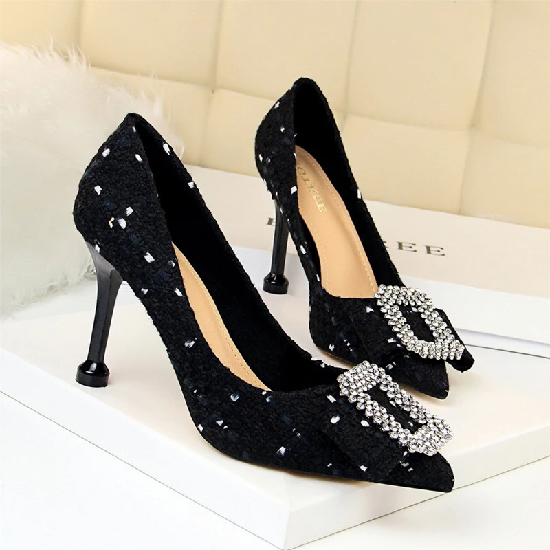 

Crystal Shoes Rhinestone Heels Designer Shoes Women Luxury 2021 Extreme High Heels Elegant Shoes For Woman Ladies High Heels