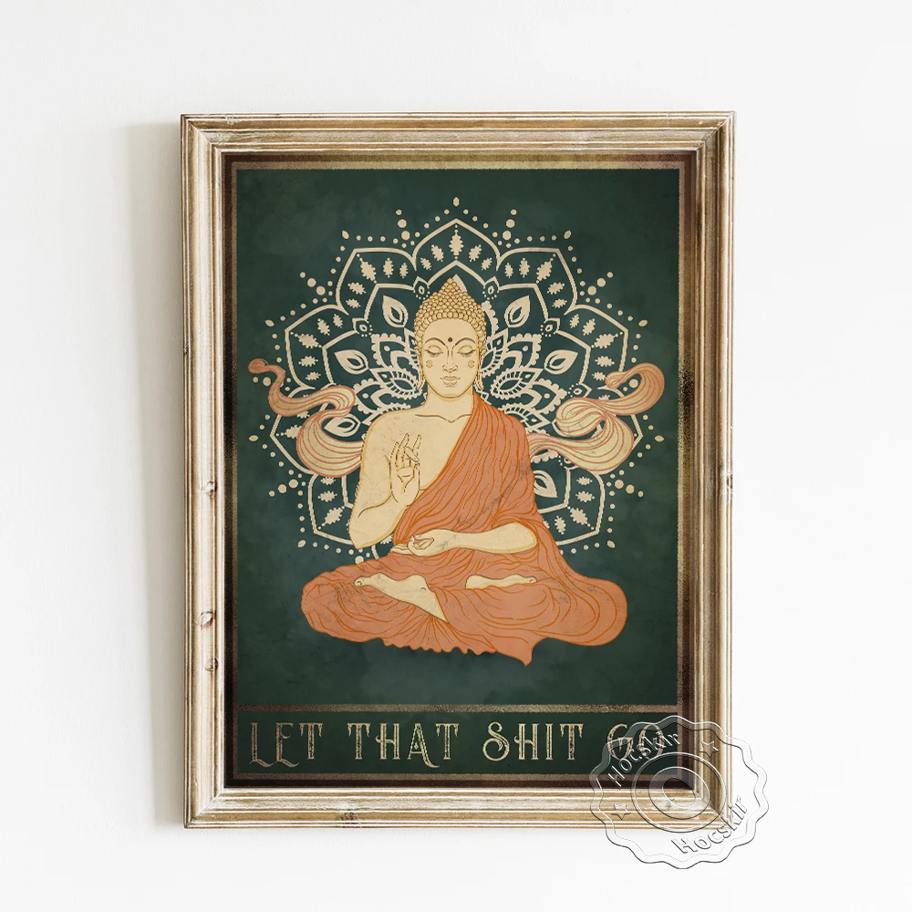 

Humor Funny Positive Energy Art Prints Poster, Buddhism Buddha Portrait Canvas Painting, Abstract Modern Wall Picture Home Decor