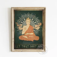 humor funny positive energy art prints poster buddhism buddha portrait canvas painting abstract modern wall picture home decor