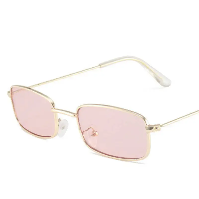 

Retro Metal Rectangle Sunglasses For Women 2021 Luxury Brand Designer Fashion Square Sun Glasses Men Colorful Shades Eyewears