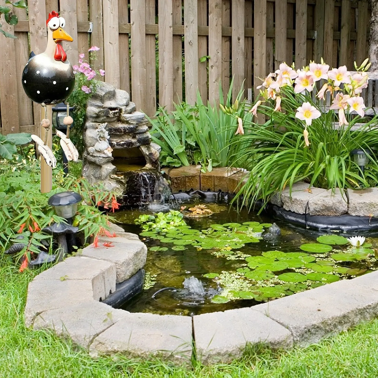 

Outdoor Art Decor Chicken Garden Decoration Lawn Plug Hen Rooster Ornaments Bird Statues Edge Seater Indoor Accessories Backyard