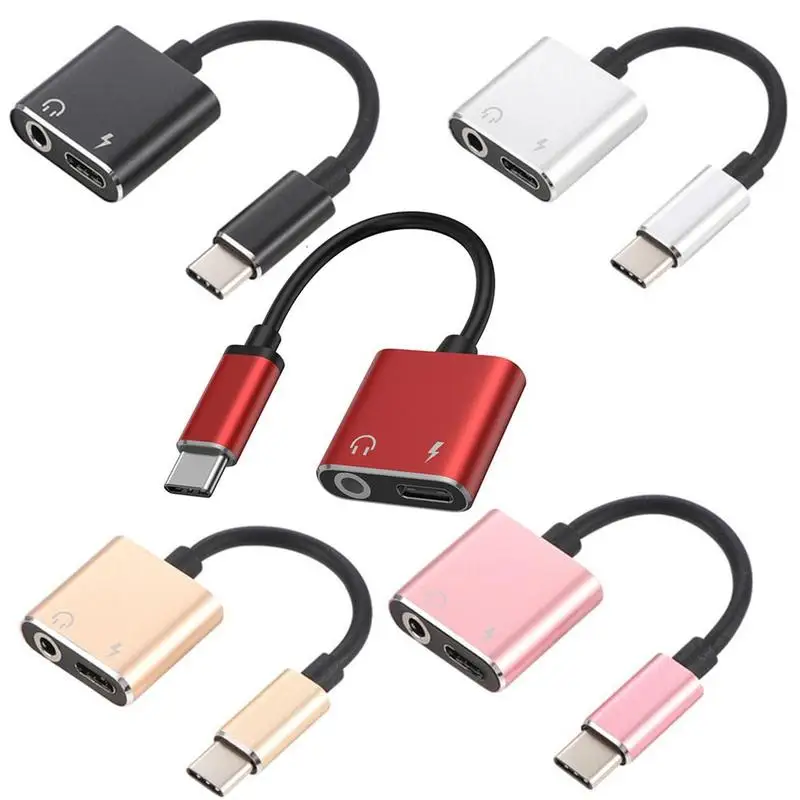 

2 In 1 USB C To 3.5mm AUX Audio Type-C Charging Cable Type C Adapter Headphone Splitter For Xiaomi Huawei Type-C Jack Convertor