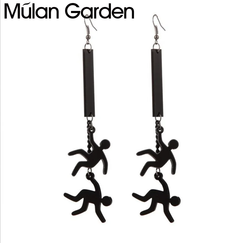 Винтажные серьги подвески для женщин и девушек черные акриловые модные