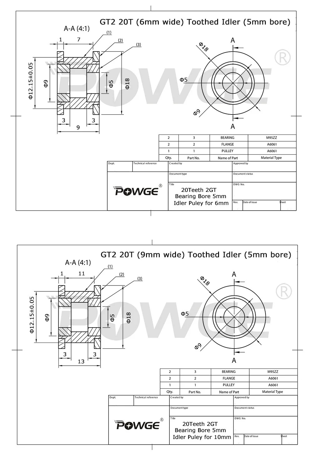 POWGE VORON 2 4 набор GT2 LL 2GT RF открытый ремень ГРМ 16T 80T 20T зубчатый шкив 188 подшипник вала