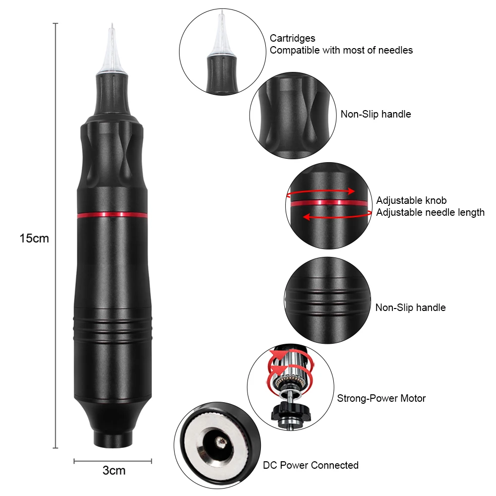 Полный набор для тату машинки картридж с ротационной ручкой бровей машинка