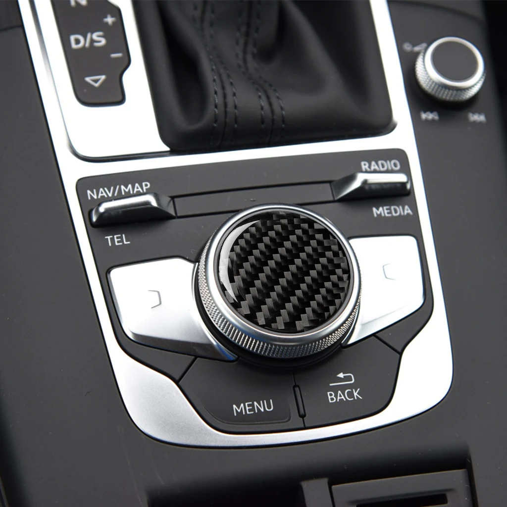 

For Audi A3 8V 2012-2017 Accessories Carbon Fiber Control Knob Panel Decorative Car Covers Car Styling Trim Stickers Protector