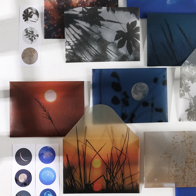 

3 шт. Ретро Конверт в виде Луны и сумерек, украшение из бумаги с серной кислотой, карточка для сообщений, упаковка для хранения букв, канцелярские подарки