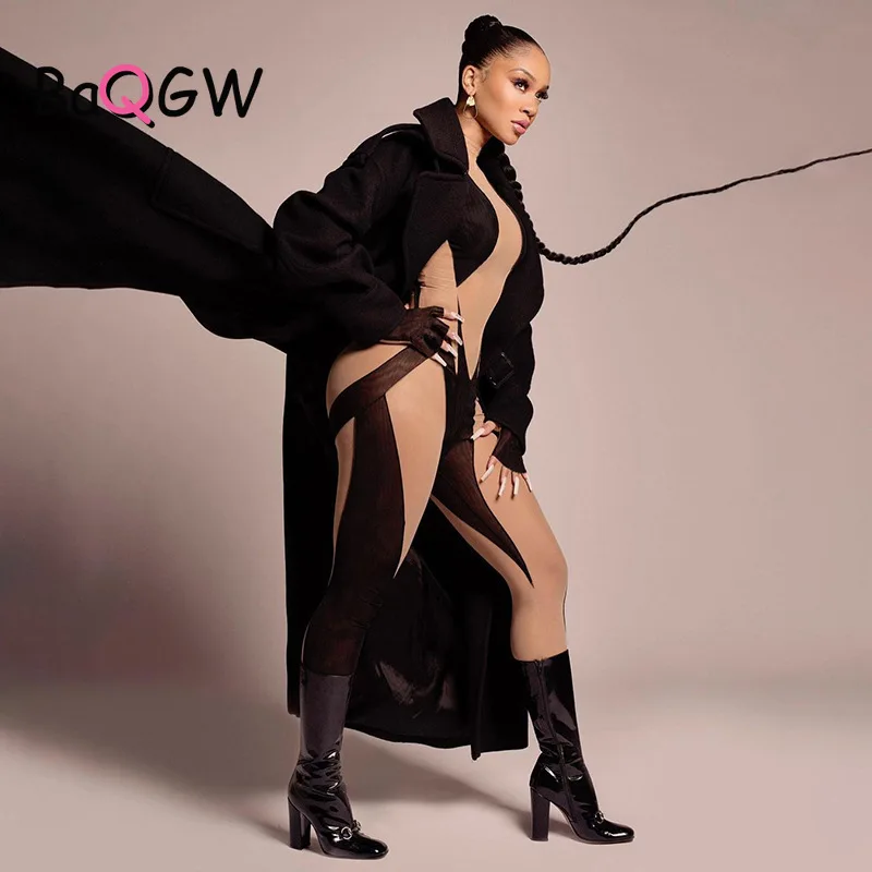 

BaQGW Color Patchwork Women Skinny Jumpsuit Mock Neck Long Sleeve Slim Sporty Fitness Romper Casual Spring One Piece Overall