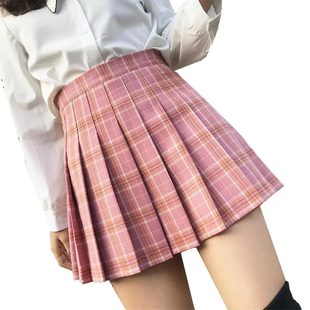 

Summer Women Skirts 2021 High Waist Stitching Student Pleated Skirts School Girls Sexy Cute Pleated Dance Mini Skirt with Zipper