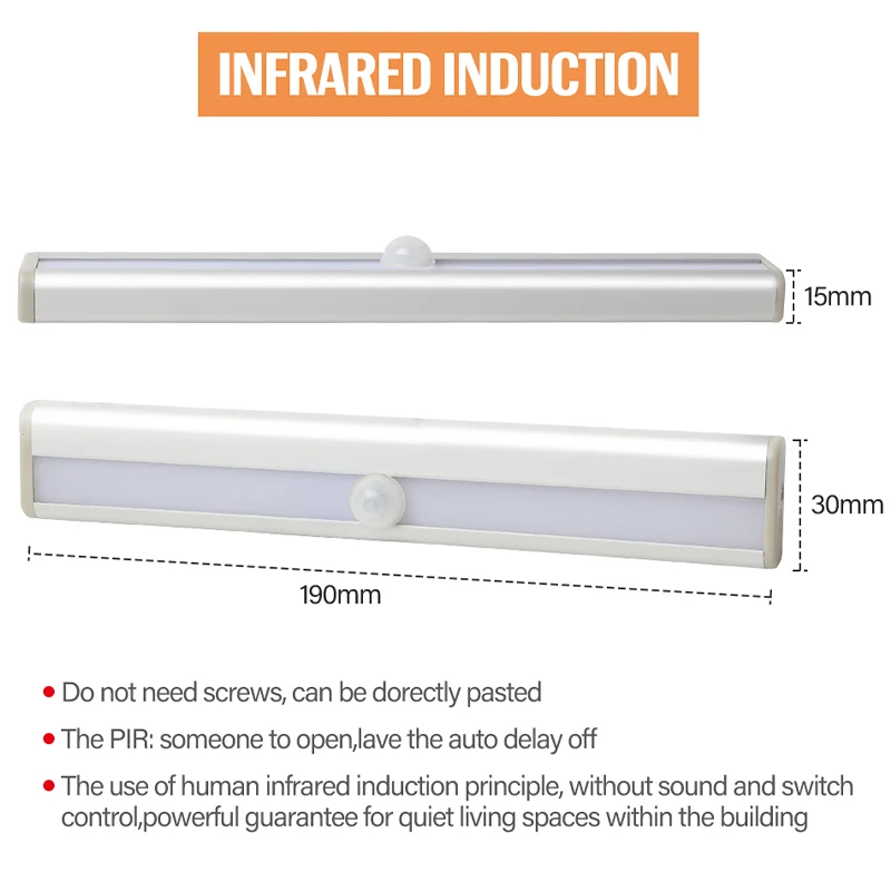 10 светодиодов PIR настенный светильник с датчиком движения шкаф Ночной для
