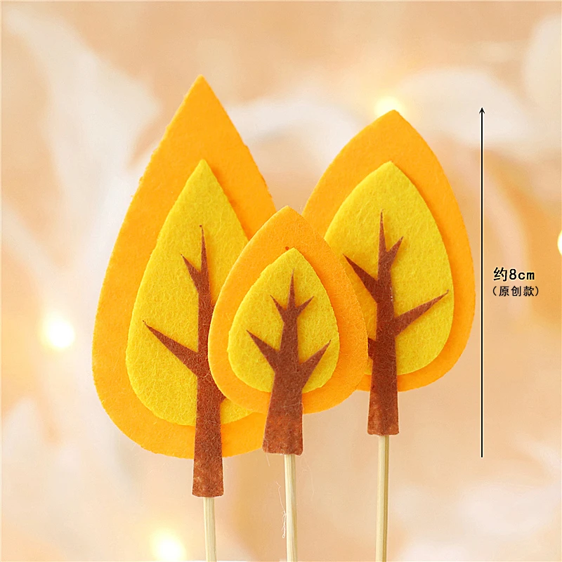 3pc felt trees set Слон, белка, синий большой шар, топпер для торта, украшение на день рождения, свадебные принадлежности, детский душ, выпечка, десерт, подарок для детей, любовь - Цвет: 3pc felt trees set
