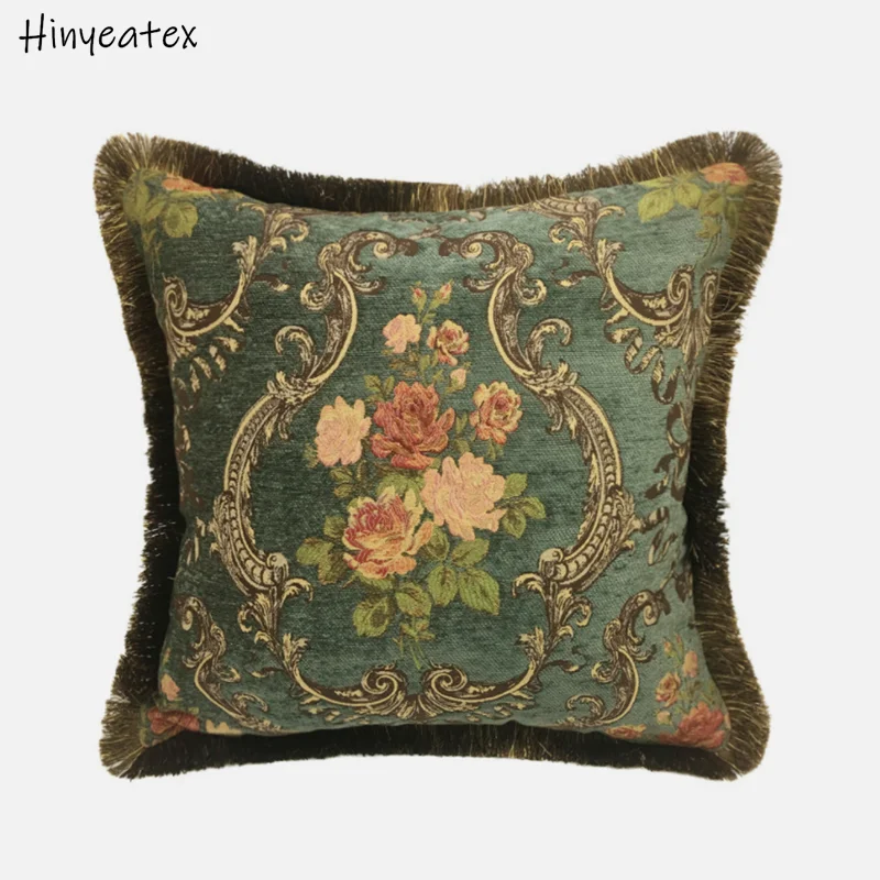 Роскошный винтажный темно зеленый декоративный чехол для подушки 45x45 см с