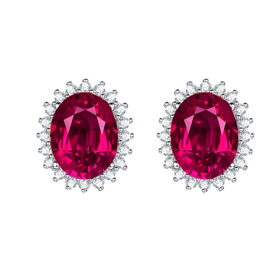 Ruby Куололит зултанит драгоценный камень серьги-гвоздики для женщин Твердые 925 пробы серебро создан изменение цвета диаспор Сода камень серьги - Цвет камня: Ruby