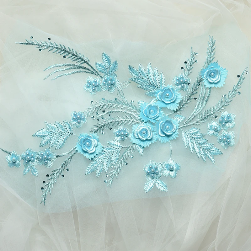 1 шт. 34*25 см вышитая стерео кружевная Цветочная отделка для ногтей аппликация