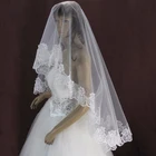 Фата свадебная короткая с кружевной аппликацией, 1 слой, 150 см