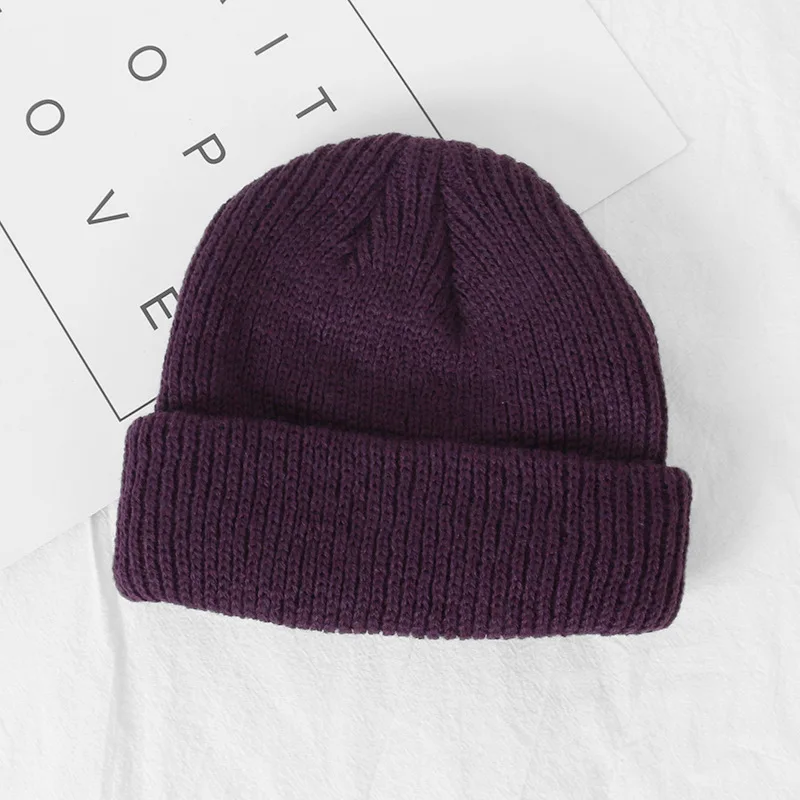 Purple Новая зимняя шапка для маленьких мальчиков и девочек, кепка для уличных танцев, мягкая теплая детская шапочка, вязаная крючком эластичная вязаная шапка, Детская Повседневная теплая шапка - Цвет: Purple