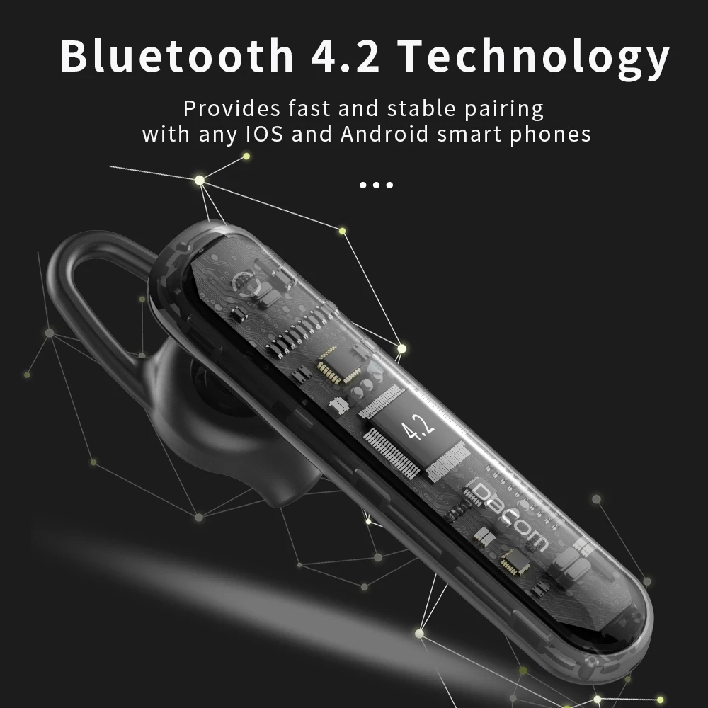 Беспроводные Бизнес-наушники DACOM M19 с микрофоном одним крючком Bluetooth-наушники
