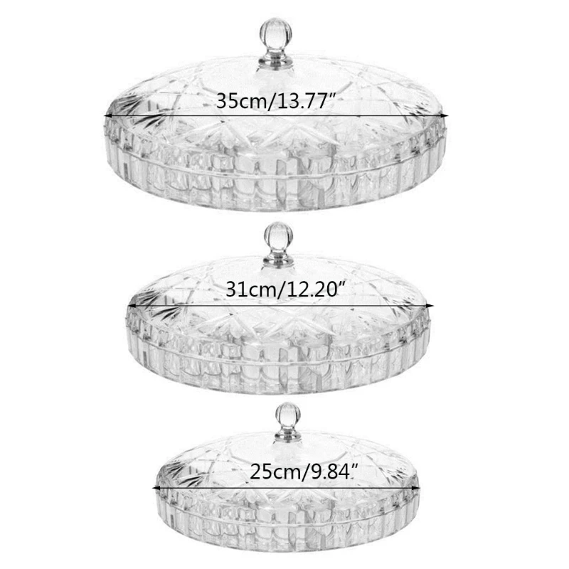 

Round Candy Snack Tray with Lid Fruit Picnic Food Dishes Pastry Box Cake Display