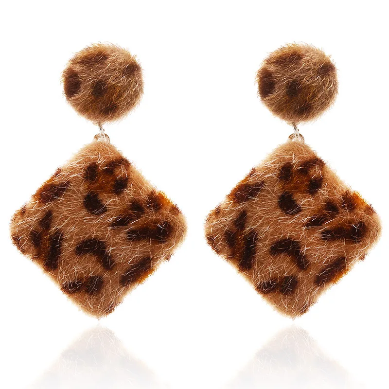 2019 корейские коричневые леопардовые Винтажные серьги Плюшевые Милые