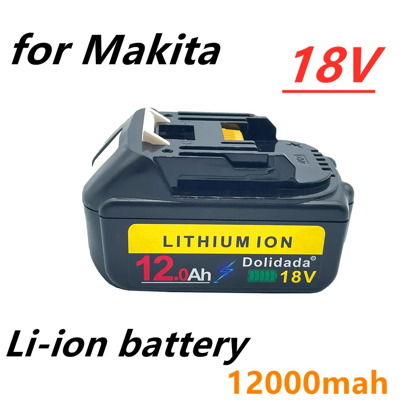 

Newest Version BL1860 BL1880 18V 12000mAh Li-ion Cordless Power Tool Rechargeable Battery for Makita BL1830 BL1840+4A