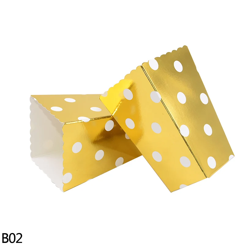 B02 gold dot 6/12 шт в горошек Волна Полосатый серебро розовое золото попкорн Коробка Сумка День Рождения декорации на свадьбу, вечеринку праздник в честь рождения ребенка, Рождество вечерние поставки - Цвет: B02 gold dot
