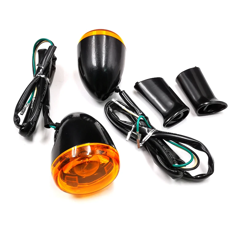 

Rear Bullet Oranged Turn Signals&Long Brackets For Harley Dyna Softail Fatboy FXDB Sportster 883 1200